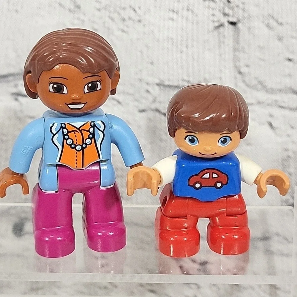 Lego Duplo Figures Lot Family Mom Lady Boy Kid Cats Pets‎
